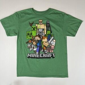 Mojang‎ Studios Minecraft Boys Youth Shirt Size XL 14/16 Green Creeper Battle